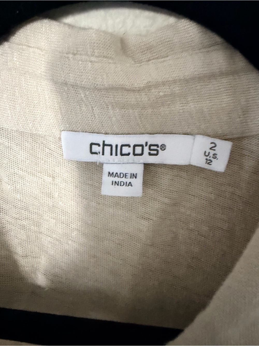 Chico's Cream Crochet-Trim Button Front Top - Picture 5 of 8